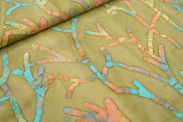 Baumwolle Batik (beige/rosa/blau)