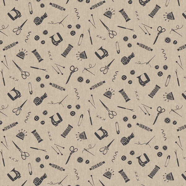 Canvas Nähbedarf schwarz Leinenlook