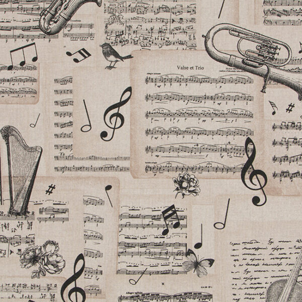 Canvas Musikinstrumente Noten Leinenlook