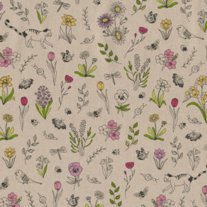 Canvas Blumen Tiere Leinenlook